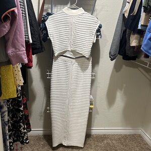 Forever 21 White Ribbed Midi Dress